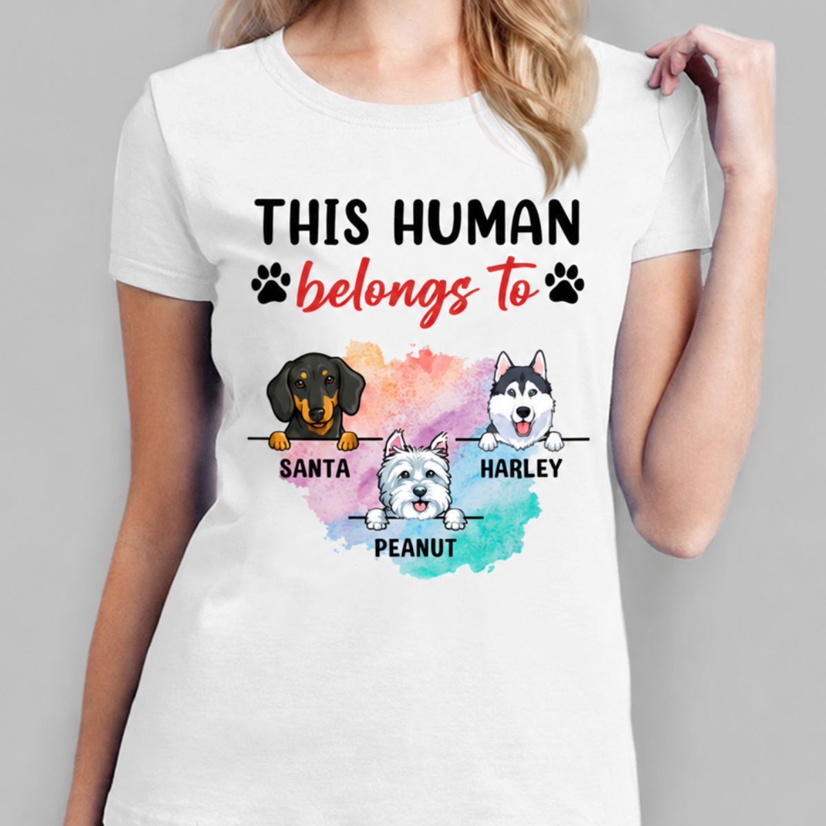 This Human belongs to, Custom T Shirts, Personalized Gifts for Dog Lovers