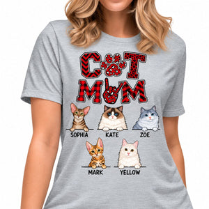 Cat Mom, Red Pattern, Custom Shirt, Personalized Gifts for Cat Lovers