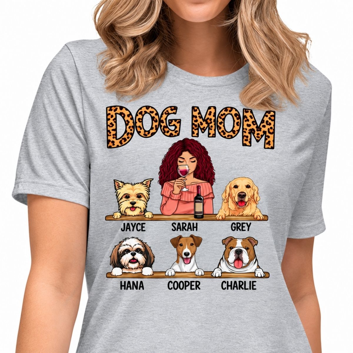 Funny dog mom shirt, personalized gift for dog lovers - Dog mom, leopard, custom t-shirt for dog lovers