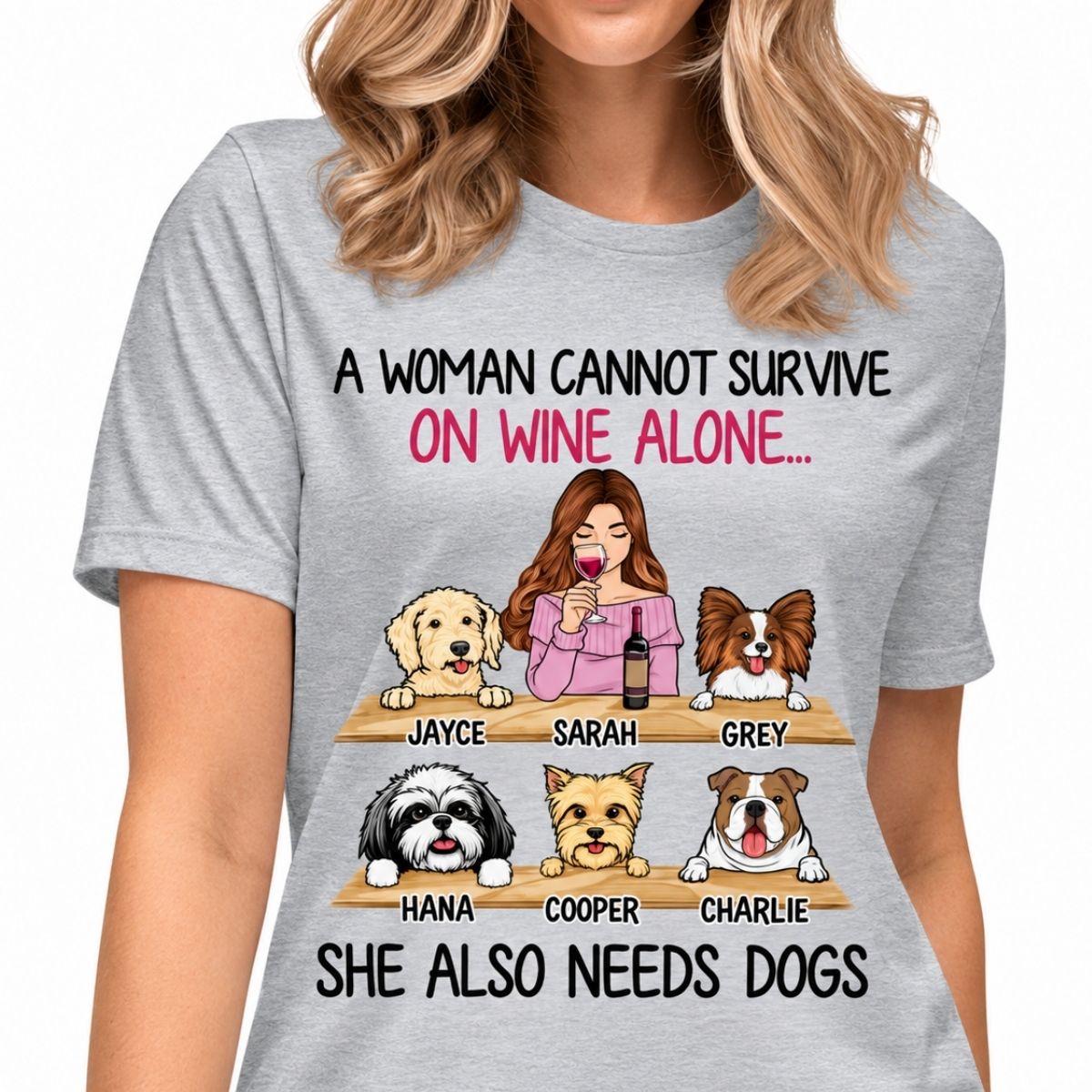 Funny dog shirt, personalized gift for dog lovers - A woman cannot survive, custom t-shirt for dog lovers