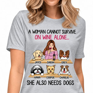 Funny dog shirt, personalized gift for dog lovers - A woman cannot survive, custom t-shirt for dog lovers
