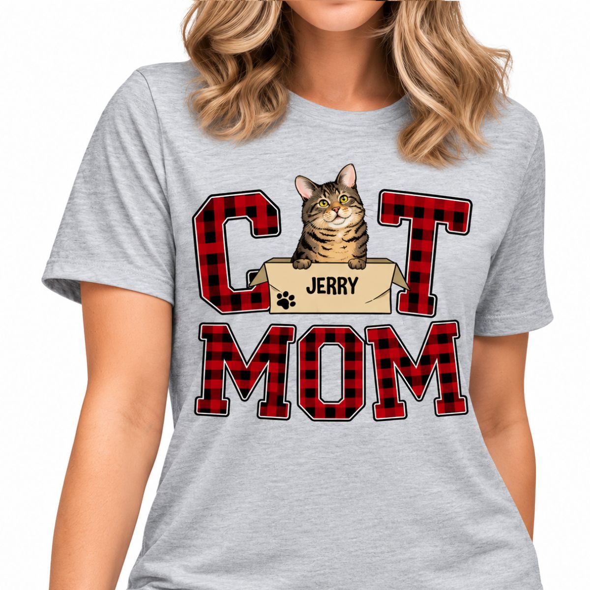 Cat Mom, Custom Pattern T Shirt, Personalized Gifts for Cat Lovers