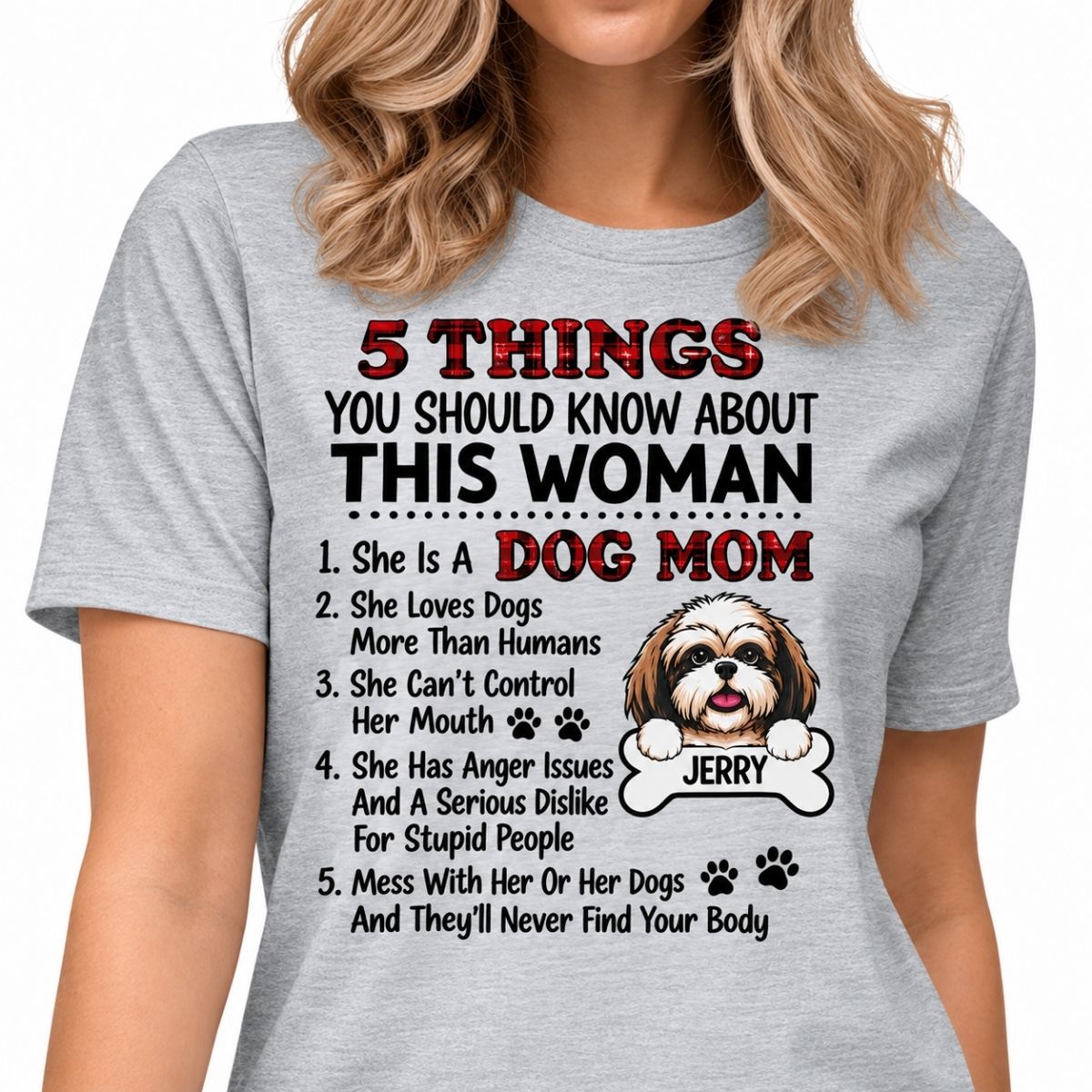 Funny dog shirt, personalized gift for dog lovers - 5 things about this woman, custom t-shirt for dog lovers