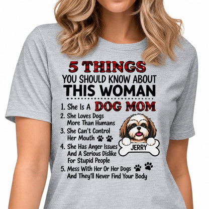Funny dog shirt, personalized gift for dog lovers - 5 things about this woman, custom t-shirt for dog lovers