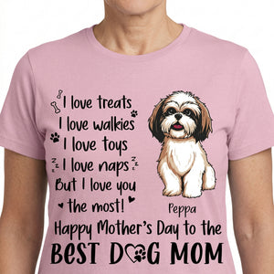 Personalized Mother's Day Dog Mom Shirt, "I Love Treats I Love Walkies", Custom Photo & Graphics