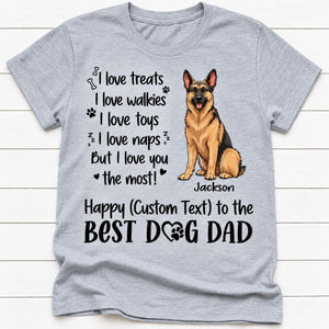 Personalized Dog Dad Shirt - I Love Treats I Love Walkies Gift From the Dog, Custom Dog Breed & Name