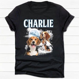 Moon Background Pet Photo, Personalized Bootleg Shirt, Gift For Pet Lovers, Custom Photo