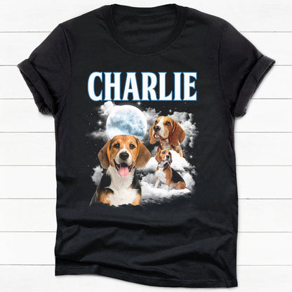 Moon Background Pet Photo, Personalized Bootleg Shirt, Gift For Pet Lovers, Custom Photo