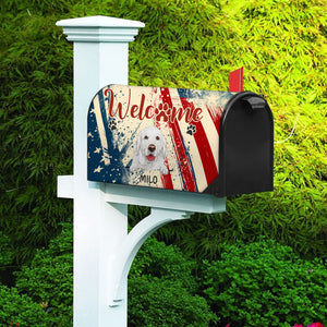 Welcome To My Home Vintage American Flag, Welcome To Our Home Mailbox Cover, Decoration For Dog Lovers