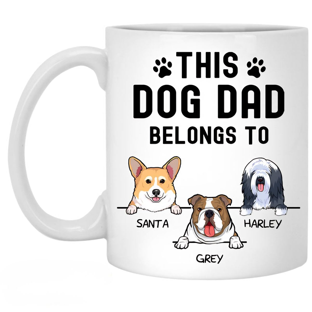This Dog Dad Belongs To, Personalized Coffee Mug, Custom Gifts for Dog Lovers, Father's Day gift