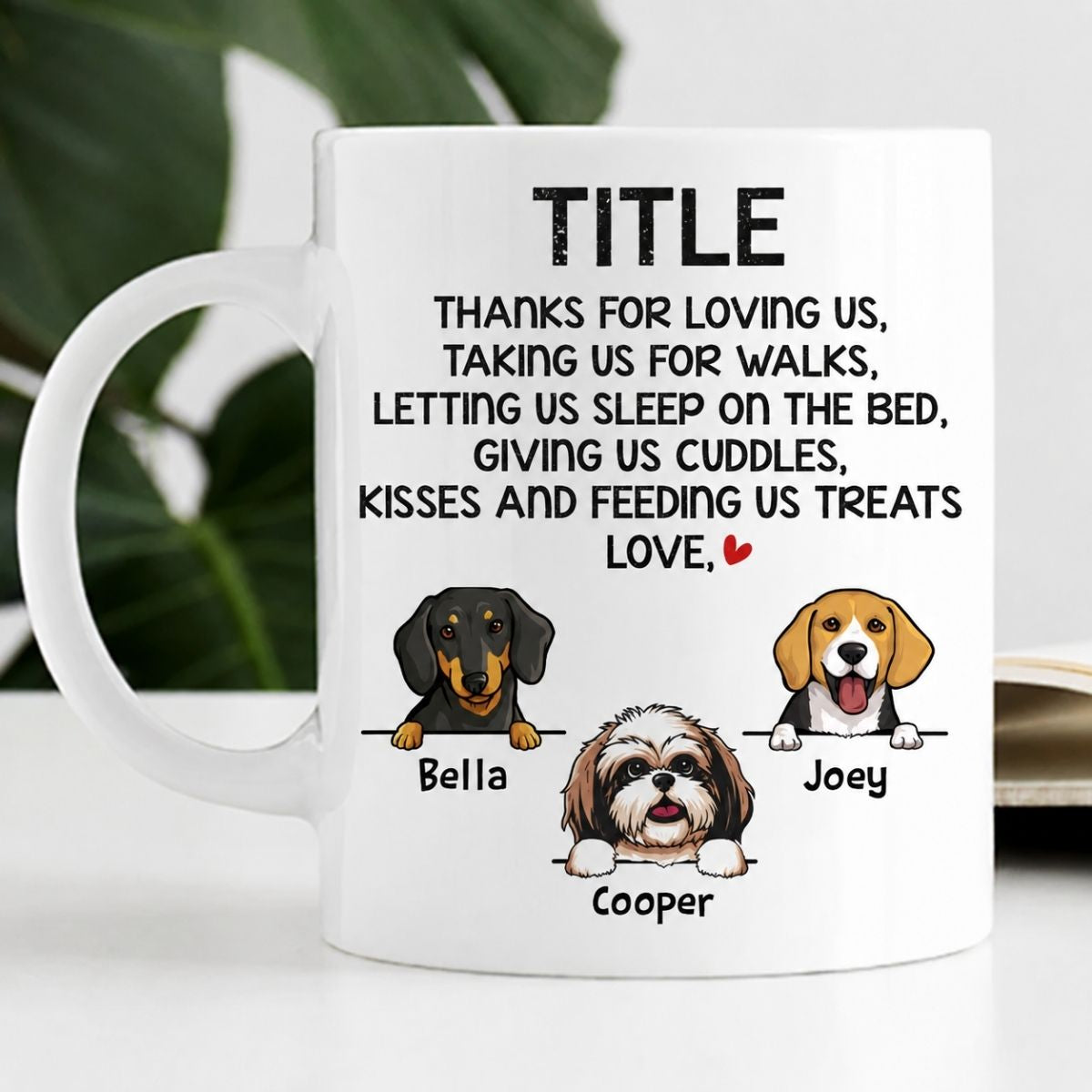 Funny dog mom mug, personalized gift for dog lovers - Thanks for loving me, custom coffee cup