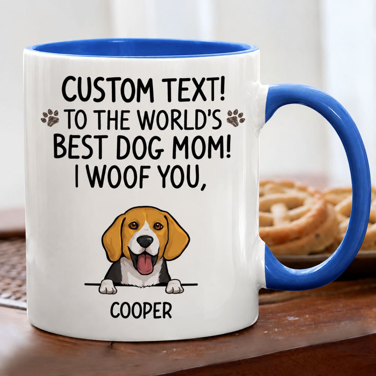 Dog mom accent mug- To the world's best dog mom, Mother's Day gift for dog lovers, two-tone custom coffee mug