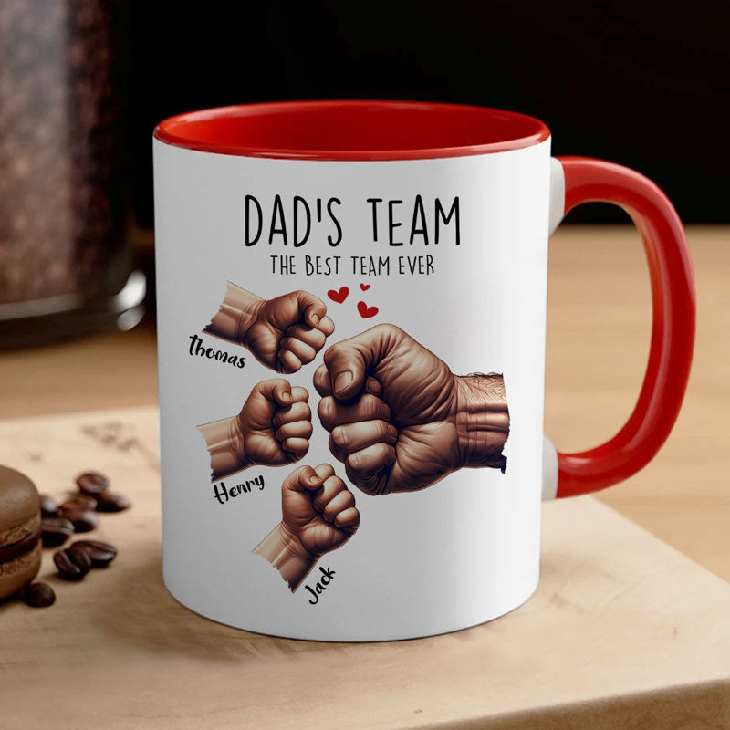 Dad Fist Bump Dad's Team, Personalized Coffee Mug, Father's Day Gift, Birthday Gift for Him