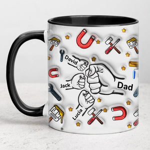 Happy Father's Day 2026 Dad Fist Bump Wrap Mug, Personalized 3D Inflated Effect Mug, Father's Day Gift