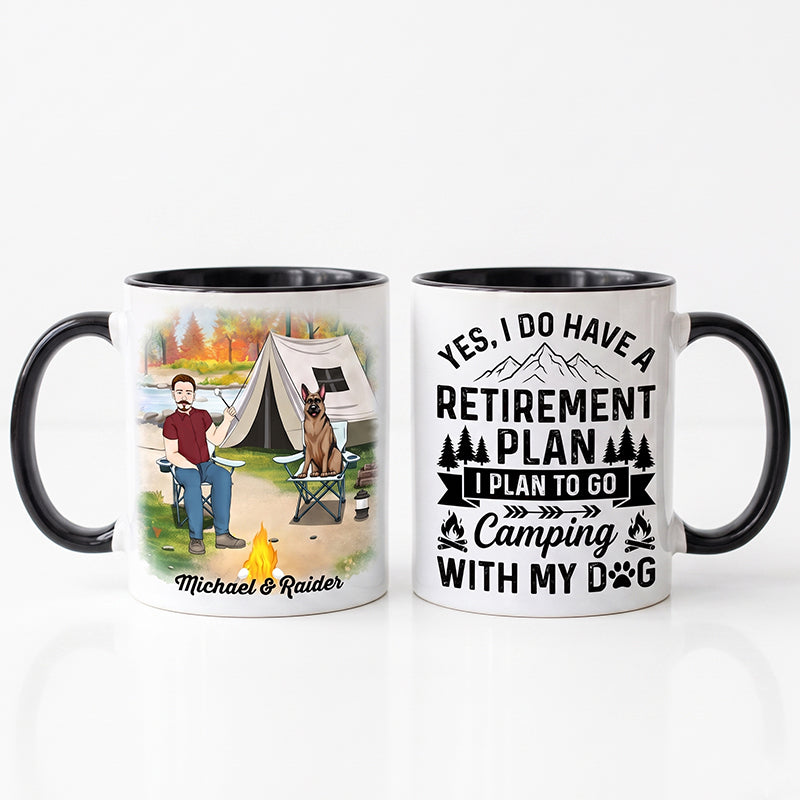 Personalized Retirement Gift for Dog Dad, Custom Ceramic Mug - Retirement Plan Camping With My Dog