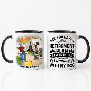 Personalized Retirement Gift for Dog Dad, Custom Ceramic Mug - Retirement Plan Camping With My Dog