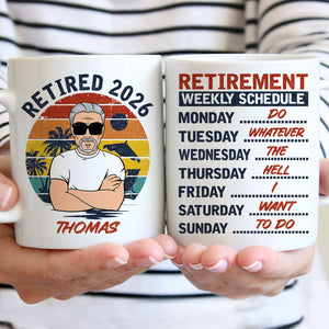 Retired Gift, Weekly Schedule List Personalized Mug For Dad & Grandpa, Retirement Gift for Men