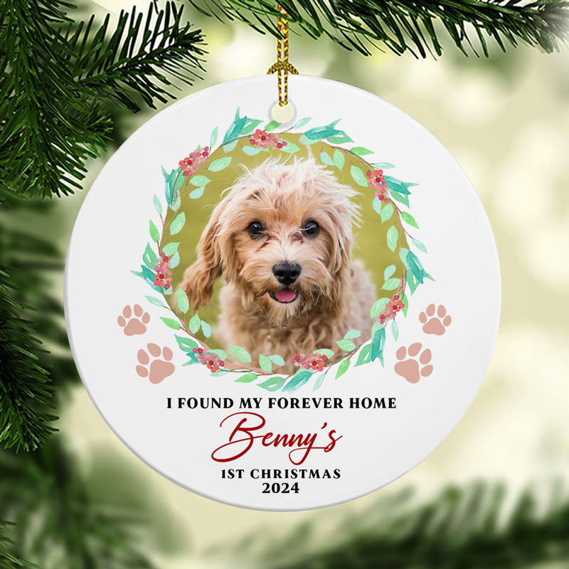 Rescued Dog First Christmas Ornament - I Found My Forever Home, Personalized Photo Gift for Adopted Pets