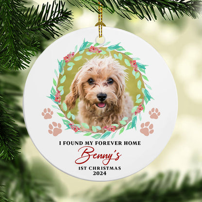 Rescued Dog First Christmas Ornament - I Found My Forever Home, Personalized Photo Gift for Adopted Pets