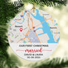 Our First Christmas Map, Personalized Christmas Ornaments, Anniversary Gift For Couples