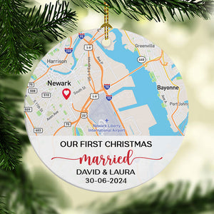 Our First Christmas Map, Personalized Christmas Ornaments, Anniversary Gift For Couples