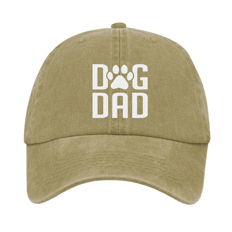 Dog Dad Hat, Printed Vintage Cotton Washed Cap, Gifts For Dog Dad, Father's Day Gift