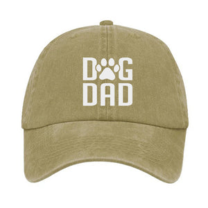 Dog Dad Hat, Printed Vintage Cotton Washed Cap, Gifts For Dog Dad, Father's Day Gift
