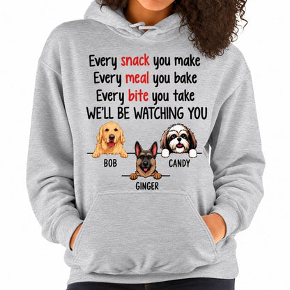 Dog mom Christmas hoodie, personalized gift for dog lovers - Snack meal bite, custom hooded sweatshirt
