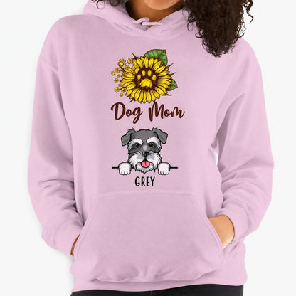 Funny dog mom hoodie, personalized gift for dog lovers - Dog mom, sunflower, custom hooded sweatshirt