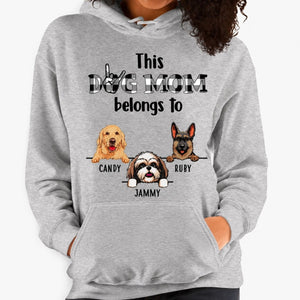 Funny dog mom hoodie, personalized gift for dog lovers - This dog mom belongs hoodie, custom hooded sweatshirt