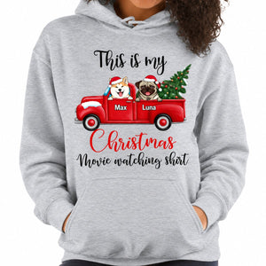 Dog mom Christmas hoodie, personalized gift for dog lovers - Christmas movie watching, custom hooded sweatshirt