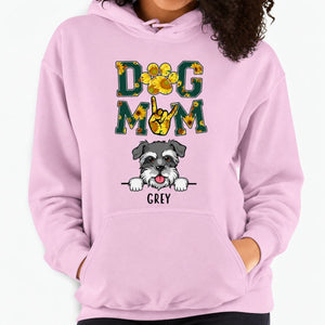 Funny dog mom hoodie, personalized gift for dog lovers - Dog mom flowers, custom hooded sweatshirt