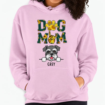 Funny dog mom hoodie, personalized gift for dog lovers - Dog mom flowers, custom hooded sweatshirt