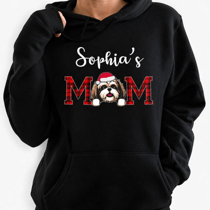 Dog mom Christmas hoodie, personalized gift for dog lovers - Dog mom Christmas, custom hooded sweatshirt