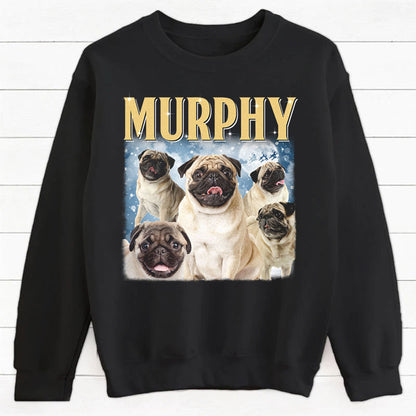 Personalized dog sweatshirt, gift for dog lovers - Retro vintage bootleg, custom photo, custom crew neck sweater