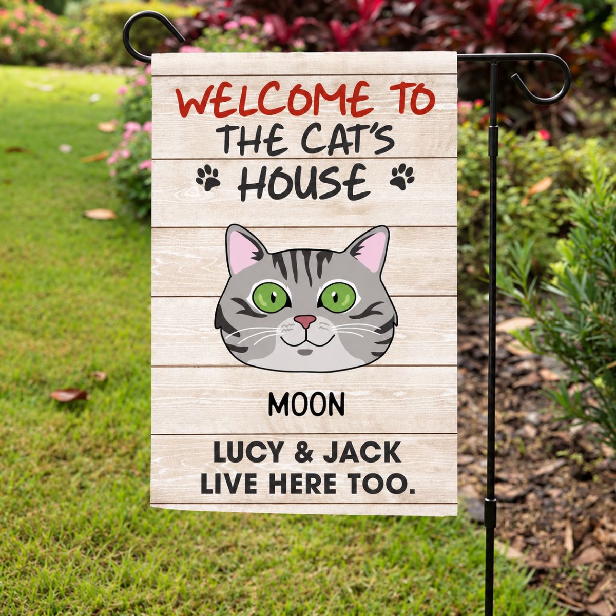 Welcome To The Cat House, Cat Face, Personalized Cat Decorative Garden Flags