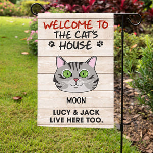 Welcome To The Cat House, Cat Face, Personalized Cat Decorative Garden Flags