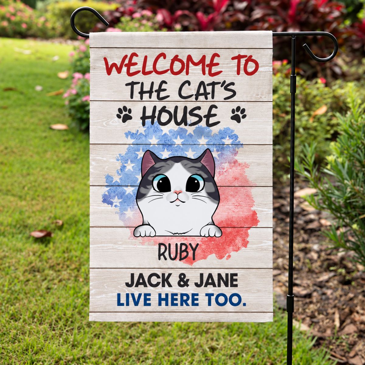 Happy American Cats, Custom Flags, Personalized Cat Decorative Garden Flags