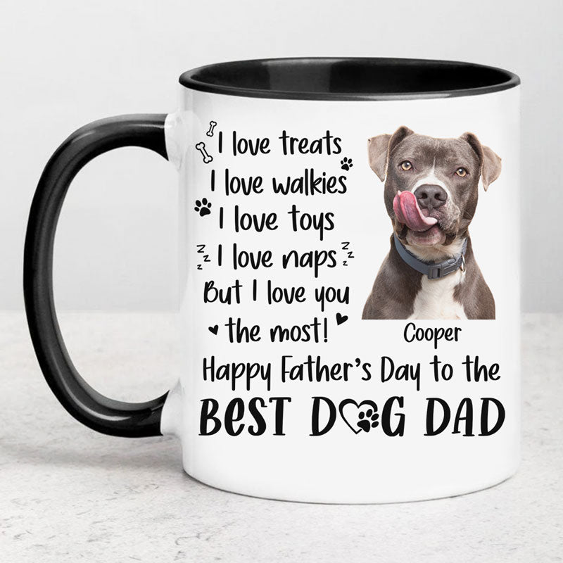 Discover I Love Treats I Love Walkies I Love Toys, Personalized Accent Mug, Gifts For Dog Lovers, Custom Photo