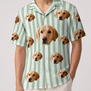 Striped Hawaiian Pattern, Beach Shirt, Personalized Hawaiian Shirt, Custom Photo