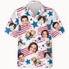 Custom Face US Flag Pattern, Personalized Hawaiian Shirt, Custom Photo
