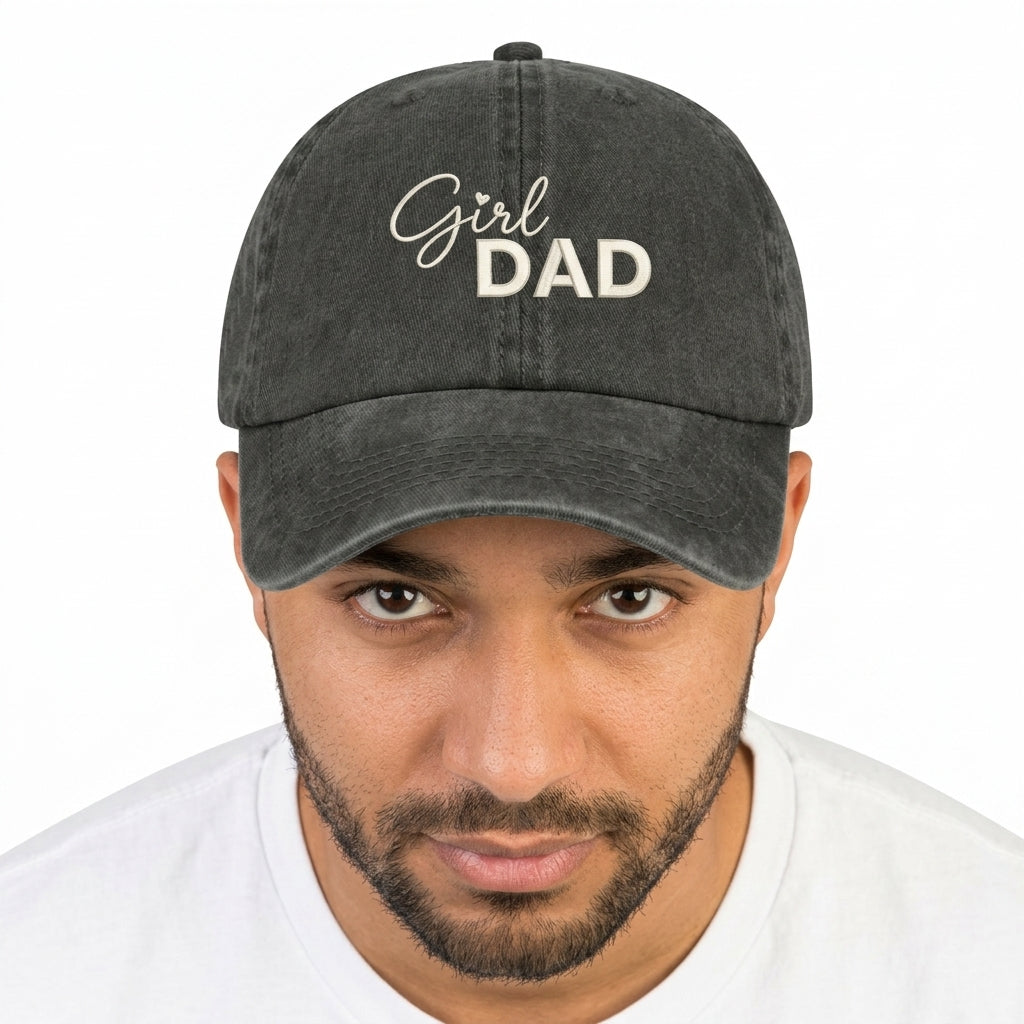 Girl Dad, Father's Day Retro Faux Embroidery Cap, Gift For Him