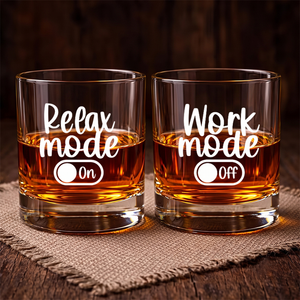 Relax Mode On, Engraved Rock Glass, Retirement Gifts