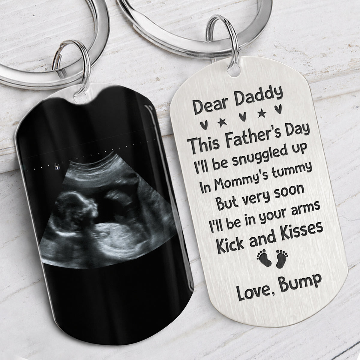 Snuggled Up, Personalized Ultrasound Photo Keychain, Gift For Father To Be