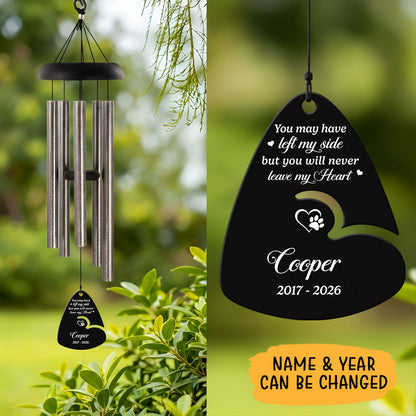 Never Leave My Heart, Personalized Memorial Wind Chimes With Guitar Pick Sail, Custom Name And Date (Copy)