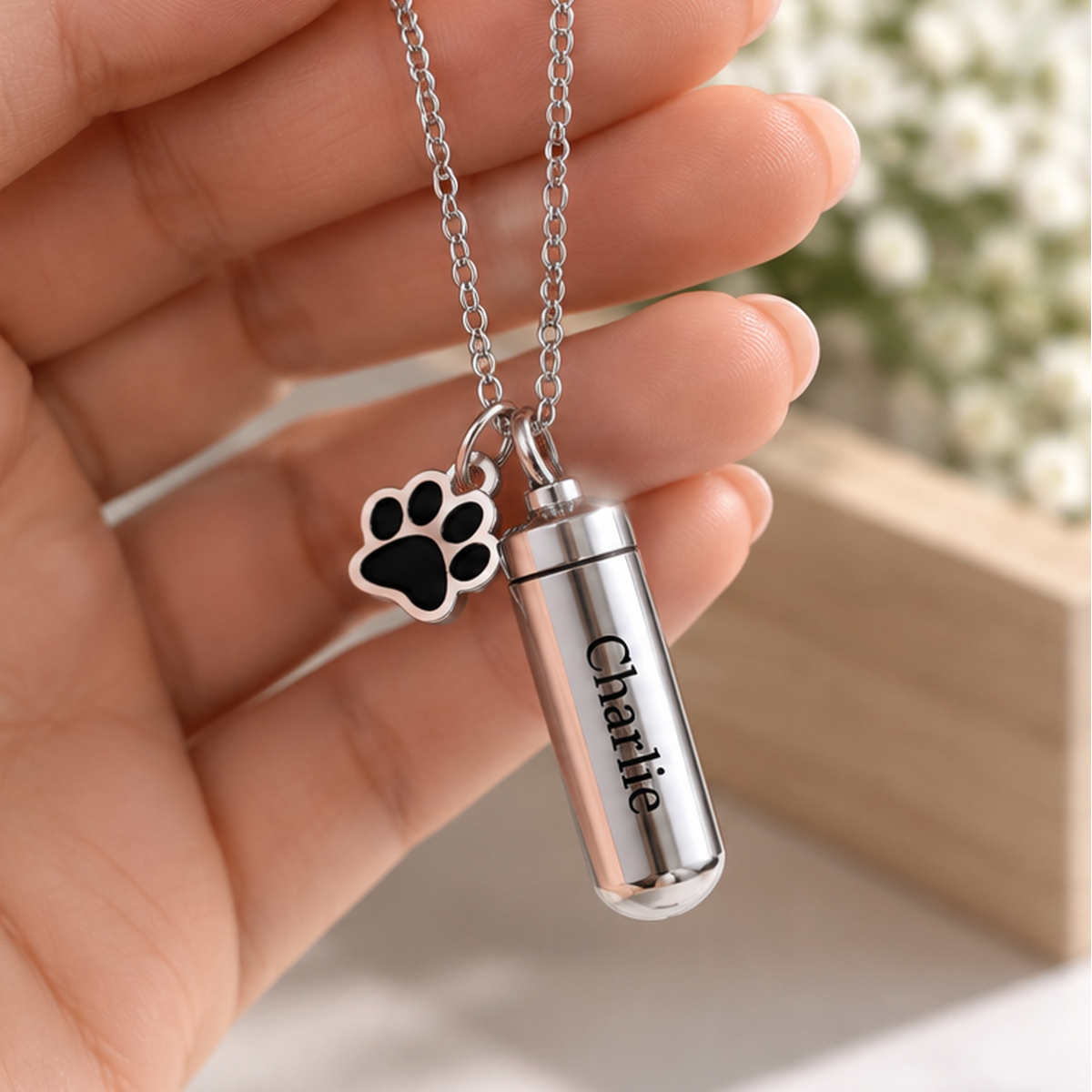 Personalized Dog Ashes Keepsake Keyring – Custom Pet Cremation Urn Memorial Keychain