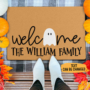 Ghost Welcome Halloween, Personalized Doormat, Funny Halloween Doormat