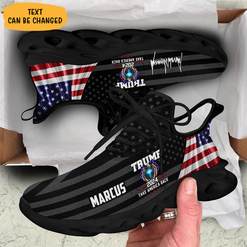 Trump Eagle US Flag MaxSoul Shoes, Personalized Trump Sneakers, Trump Shoes, Election 2024