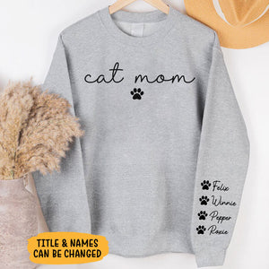Dog Mom Dog Mum, Personalized Sweatshirt With Sleeve Imprint, Custom Gifts For Mother's Day