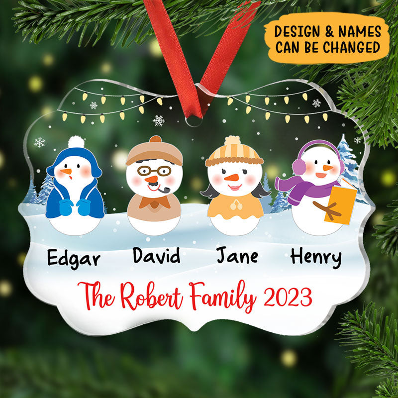 Snowman Family, Personalized Shape Ornaments, Christmas Gift For Family